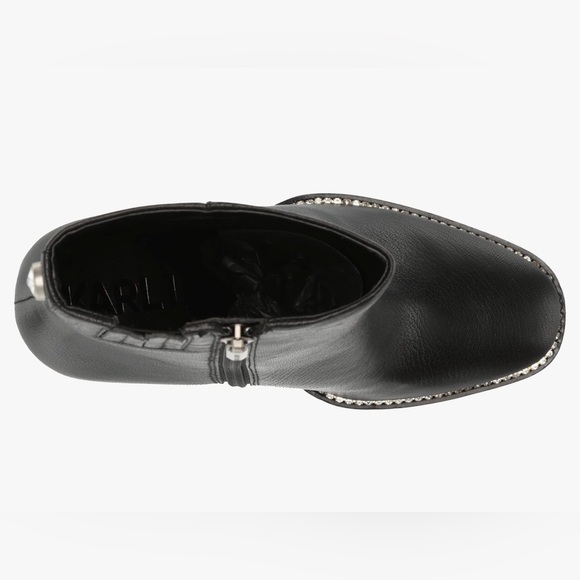 KARL LAGERFELD PARIS STYLE PEPPY BLACK GRAIN LEATHER BOOTIE SIZE 7.5 - Picture 9 of 15